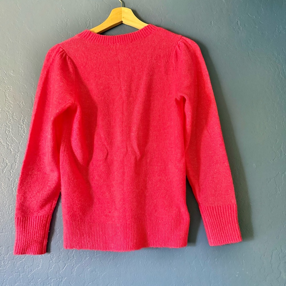 Loft Hot Pink Knit Sweater with Puff Sleeves XS Petite - Picture 3 of 13